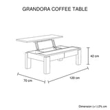 Coffee Table High Gloss Finish Lift Up Top MDF Black & White Colour Interior Storage - 45-Degree Angle
