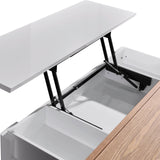 Coffee Table High Gloss Finish Lift Up Top MDF White Ash Colour Interior Storage - Front View