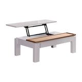 Coffee Table High Gloss Finish Lift Up Top MDF White Ash Colour Interior Storage - Side View
