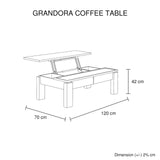 Coffee Table High Gloss Finish Lift Up Top MDF White Ash Colour Interior Storage - Close-Up Angle