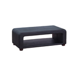 Coffee Table Upholstered PU Leather in Black Colour with open storage - Front View