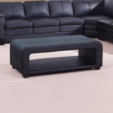 Coffee Table Upholstered PU Leather in Black Colour with open storage - Close-Up Angle