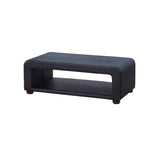 Coffee Table Upholstered PU Leather in Black Colour with open storage - Front View