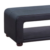 Coffee Table Upholstered PU Leather in Black Colour with open storage - Side View