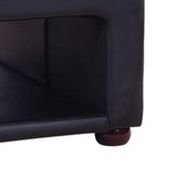 Coffee Table Upholstered PU Leather in Black Colour with open storage - 45-Degree Angle