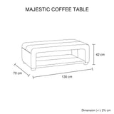 Coffee Table Upholstered PU Leather in Black Colour with open storage - Rear View