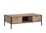 Coffee Table 2 Drawers Particle Board Storage in Oak Colour - Front View
