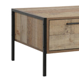 Coffee Table 2 Drawers Particle Board Storage in Oak Colour - Rear View