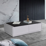 Coffee Table High Gloss Finish MDF Black & White Colour with 2 Drawers Storage - Front View