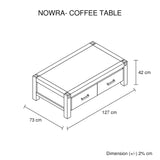 Coffee Table Solid Acacia Wood & Veneer 1 Drawers Storage Chocolate Colour - Close-Up Angle