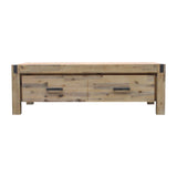Coffee Table Solid Acacia Wood & Veneer 1 Drawers Storage Oak Colour - Front View