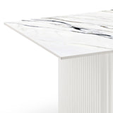 Coffee Table Sintered Stone Top MDF Table Base Glossy White - Side View