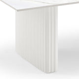 Coffee Table Sintered Stone Top MDF Table Base Glossy White - Top-Down View