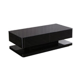 Stylish Coffee Table High Gloss Finish in Shiny Black Colour with 4 Drawers Storage - Front View