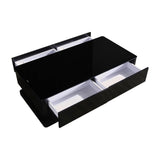 Stylish Coffee Table High Gloss Finish in Shiny Black Colour with 4 Drawers Storage - Side View