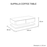 Stylish Coffee Table High Gloss Finish in Shiny Black Colour with 4 Drawers Storage - Rear View