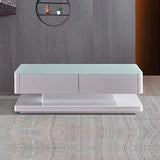Stylish Coffee Table High Gloss Finish Shiny White Colour with 4 Drawers Storage - Rear View