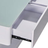 Stylish Coffee Table High Gloss Finish Shiny White Colour with 4 Drawers Storage - Side View