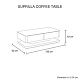 Stylish Coffee Table High Gloss Finish Shiny White Colour with 4 Drawers Storage - Top-Down View