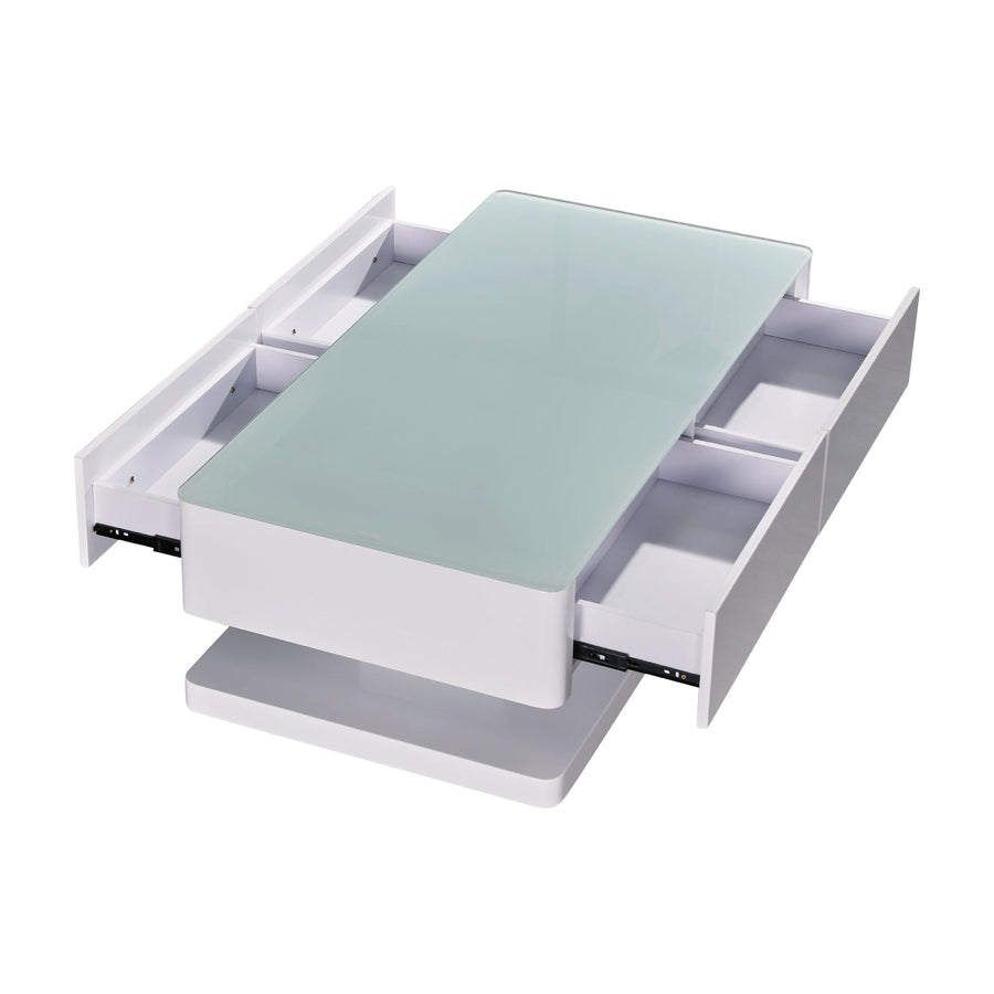 Stylish Coffee Table High Gloss Finish Shiny White Colour with 4 Drawers Storage, Storage