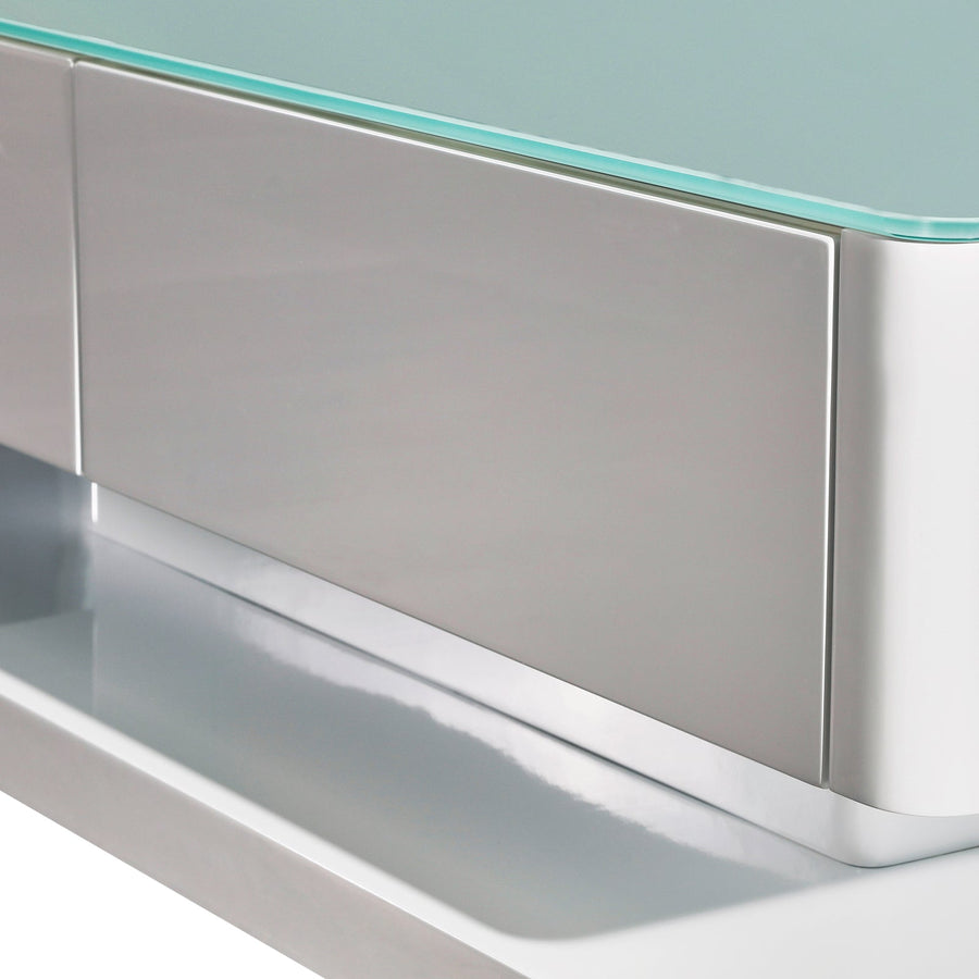 Stylish Coffee Table High Gloss Finish Shiny White Colour with 4 Drawers Storage, image 3