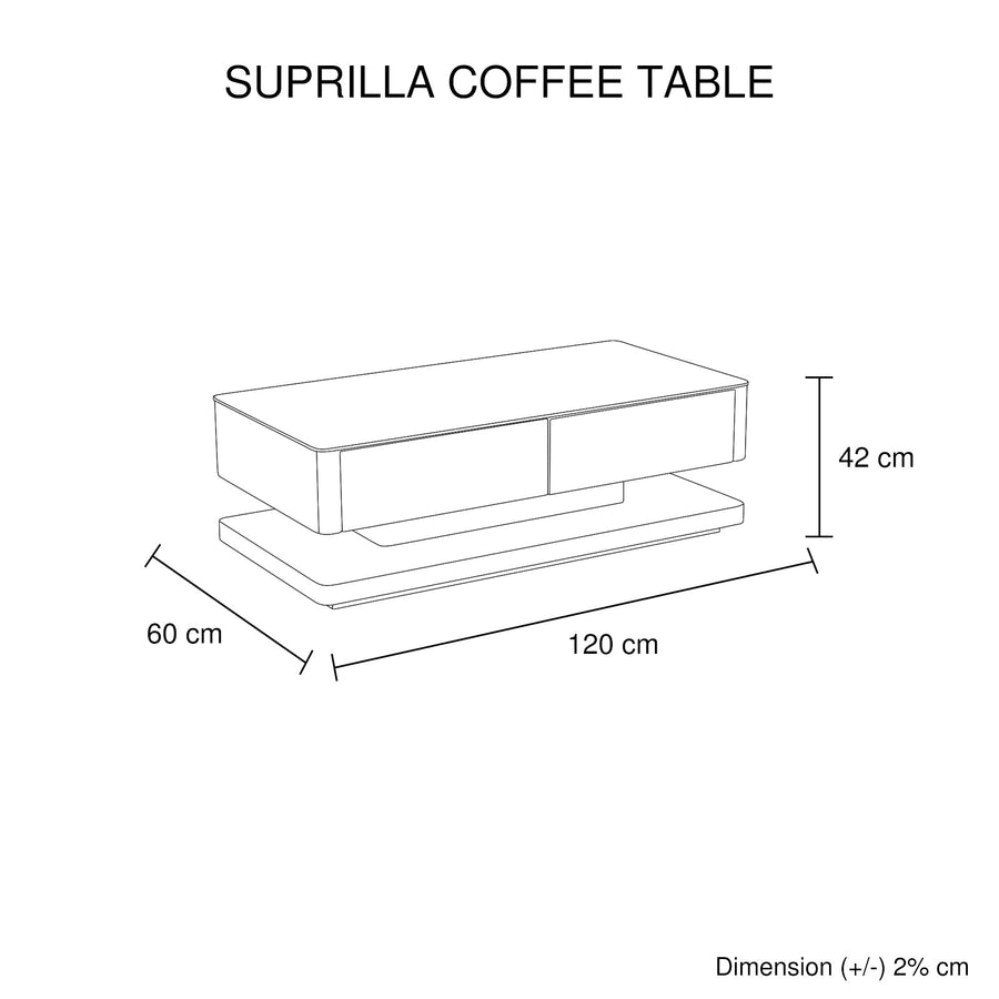 Stylish Coffee Table High Gloss Finish Shiny White Colour with 4 Drawers Storage, image 6