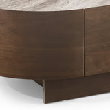 Coffee Table MDF Board Melamine Interior Ample Storage in Dark Walnut colour - Close-Up Angle