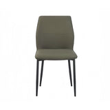 6x Dining Chair Brown Faux Leather Upholstered Seat Powder Coated Iron Legs - Front View