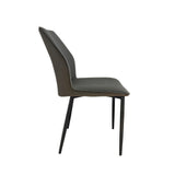 6x Dining Chair Brown Faux Leather Upholstered Seat Powder Coated Iron Legs - Side View