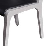 2x Wooden Frame Black Leatherette Medium High Backrest Dining Chairs - Side View