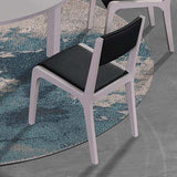 2x Wooden Frame Black Leatherette Medium High Backrest Dining Chairs - 45-Degree Angle