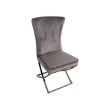 2x Dining Chairs Grey Fabric Upholstery Quilting Silver Color Legs - Top-Down View