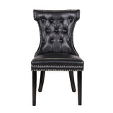 Century 2X Dining Chair Black Pu Wooden Legs - Front View