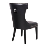 Century 2X Dining Chair Black Pu Wooden Legs - Side View