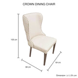 2X Studded Dining Chairs PU Beige & Silver Frame - 45-Degree Angle