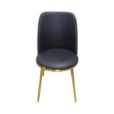 6X Dining Chairs Black Leatherette Seat Golden Frame Tripod Legs Stainless Steel Firm Support - Side View