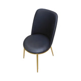 6X Dining Chairs Black Leatherette Seat Golden Frame Tripod Legs Stainless Steel Firm Support - 45-Degree Angle