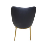 6X Dining Chairs Black Leatherette Seat Golden Frame Tripod Legs Stainless Steel Firm Support - Rear View