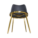 6X Dining Chairs Black Leatherette Seat Golden Frame Tripod Legs Stainless Steel Firm Support - Close-Up Angle