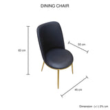 6X Dining Chairs Black Leatherette Seat Golden Frame Tripod Legs Stainless Steel Firm Support - Extra Image