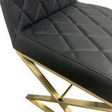 2X Dining Chair Stainless Gold Frame & Seat Black PU Leather - 45-Degree Angle