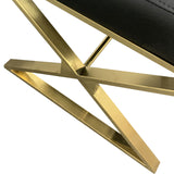2X Dining Chair Stainless Gold Frame & Seat Black PU Leather - Rear View