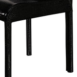 2x Steel Frame Black Leatherette Medium High Backrest Dining Chairs with Wooden legs - 45-Degree Angle