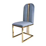 2X Dining Chair Stainless Gold Frame & Seat Blue Fabric - Top-Down View