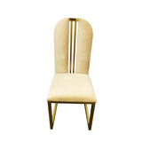 2X Dining Chair Stainless Gold Frame & Seat Beige Fabric - Front View