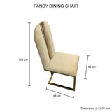 2X Dining Chair Stainless Gold Frame & Seat Beige Fabric - Rear View
