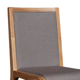 2x Wooden Frame Leatherette In Gray Fabric Dining Chairs with Wooden Legs - Front View