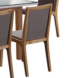 2x Wooden Frame Leatherette In Gray Fabric Dining Chairs with Wooden Legs - Side View