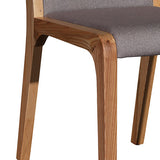 2x Wooden Frame Leatherette In Gray Fabric Dining Chairs with Wooden Legs - Top-Down View
