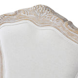 Dining Chair Linen Fabric Beige Oak Wood White Washed Finish - Close-Up Angle
